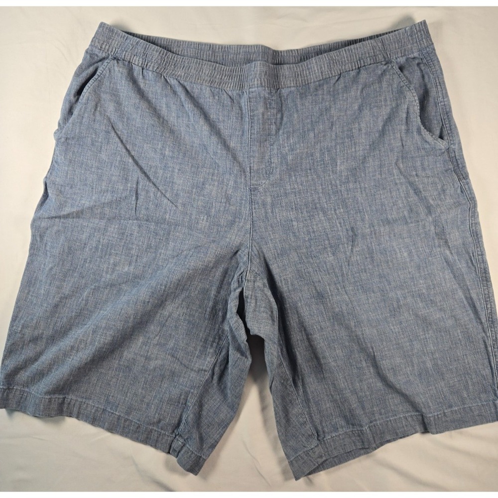 Lands' End Women's 22W Chambray Pull On Shorts Mid Rise Elastic Waist Blue